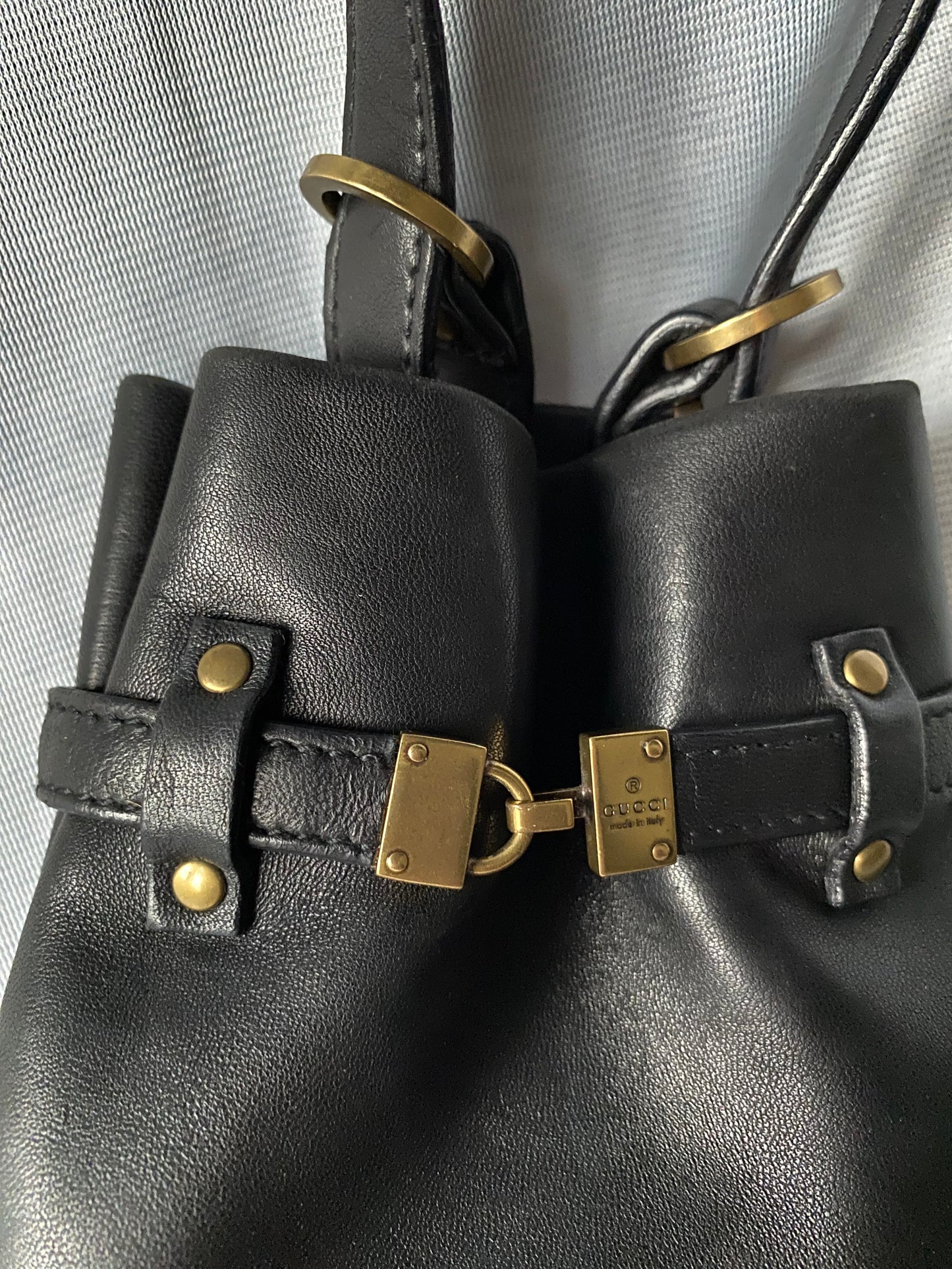 Gucci Black Leather Mini Bucket Handbag Vintage 1990s Soft Leather