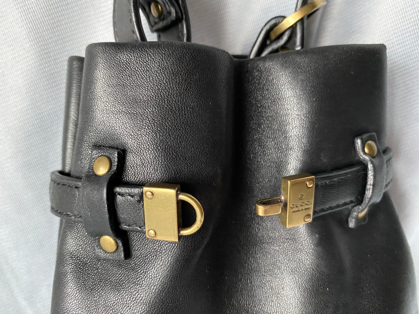 Gucci Black Leather Mini Bucket Handbag Vintage 1990s Soft Leather