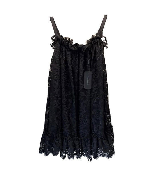 Dolce&Gabbana Black Bustier Dress Short Tulle Sheer Floral Embroidered 36IT New