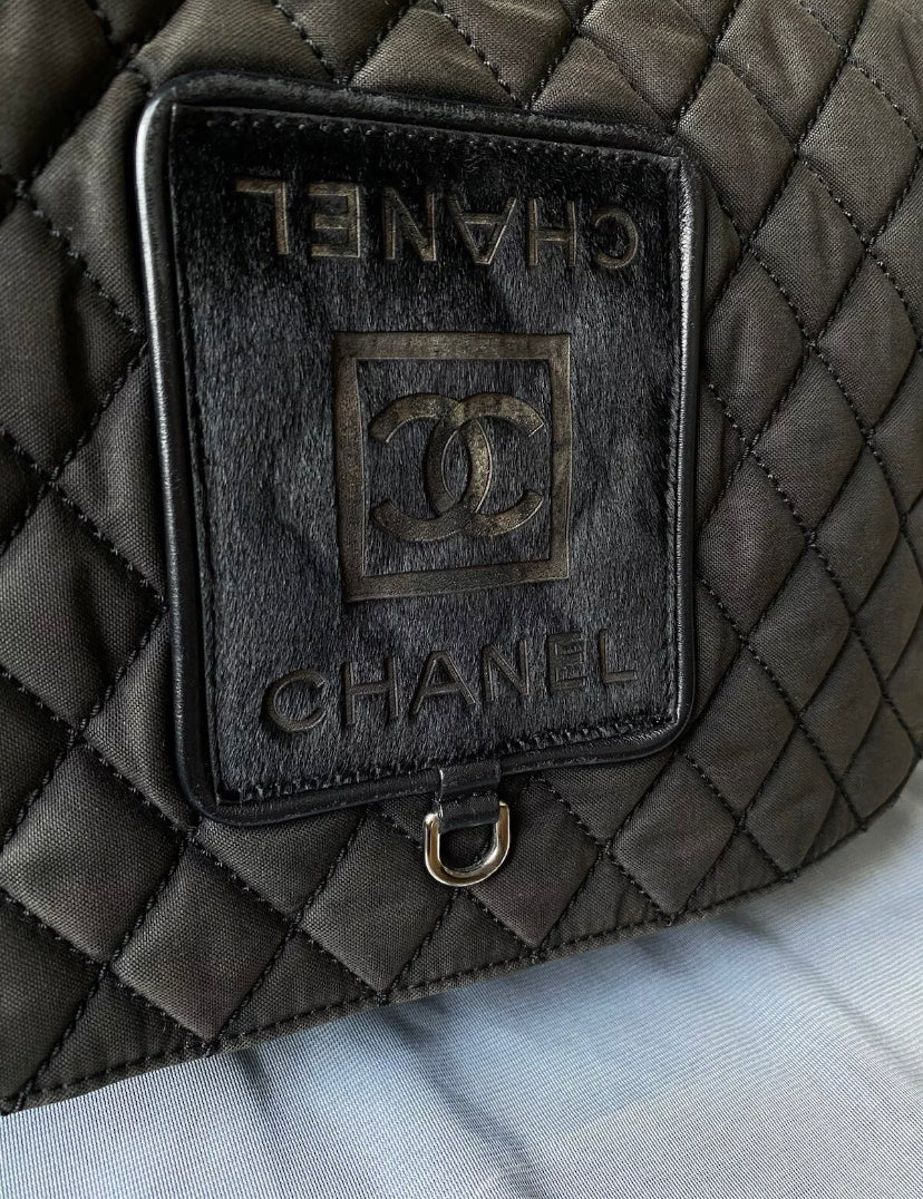 Chanel Crossbody Sport Bag Matelasse Messenger Pony Hair Canvas CC Shoulder Bag