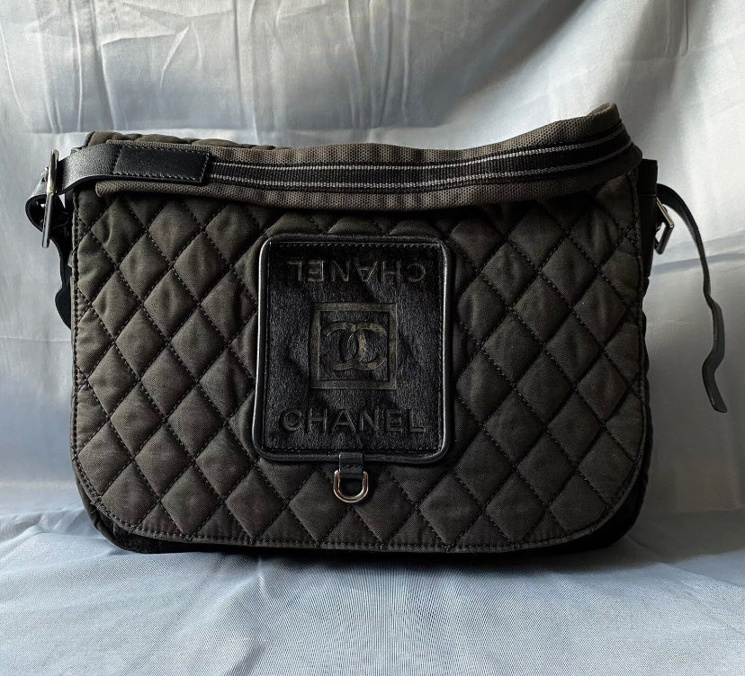 Chanel Crossbody Sport Bag Matelasse Messenger Pony Hair Canvas CC Shoulder Bag